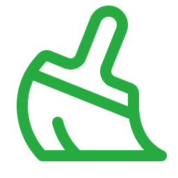 Stylized green broom icon.