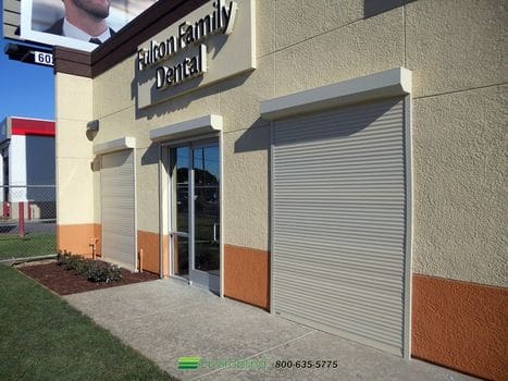 Dental office exterior with roller shutters