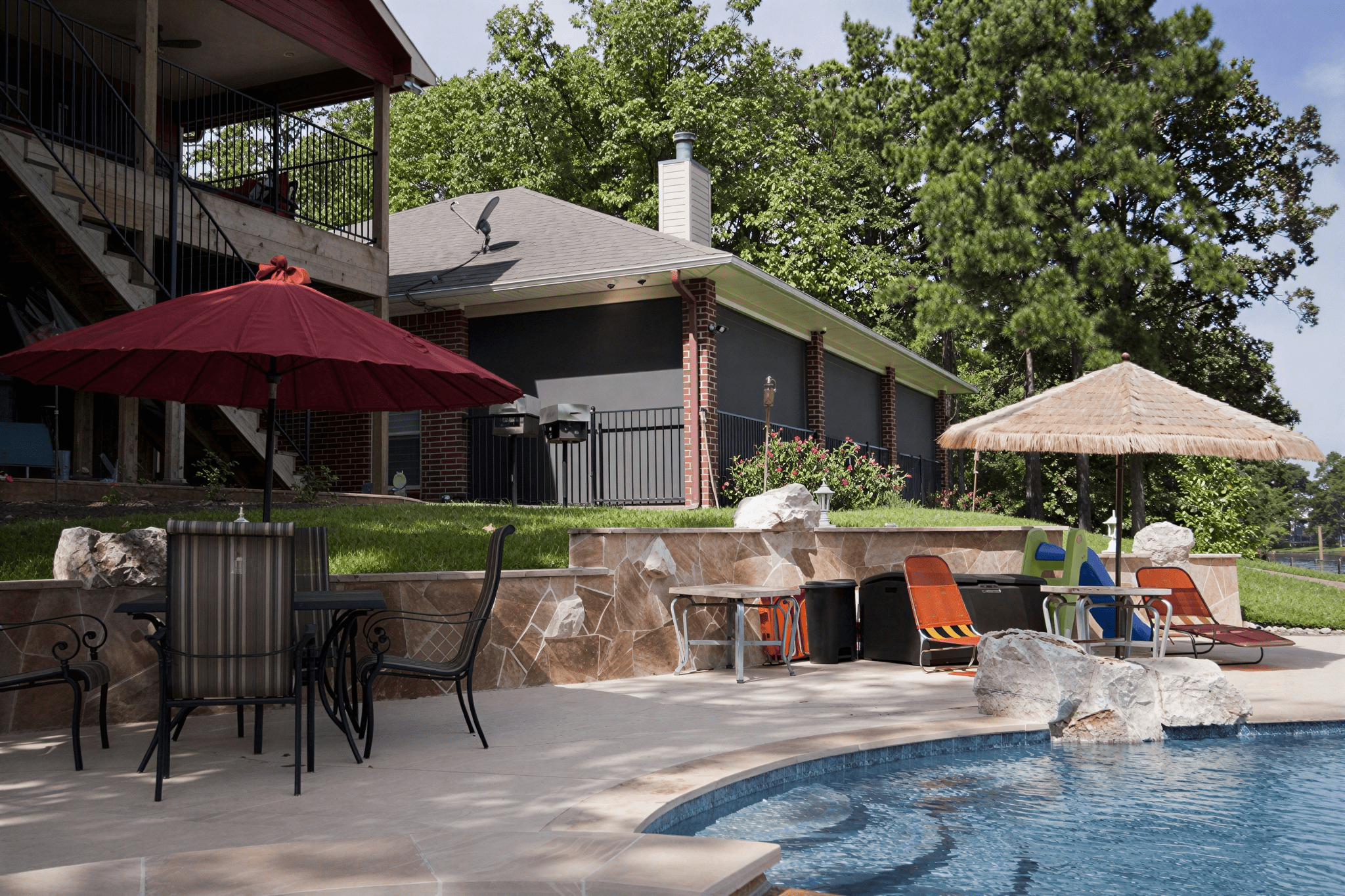 Outdoor retreat with pool and seating