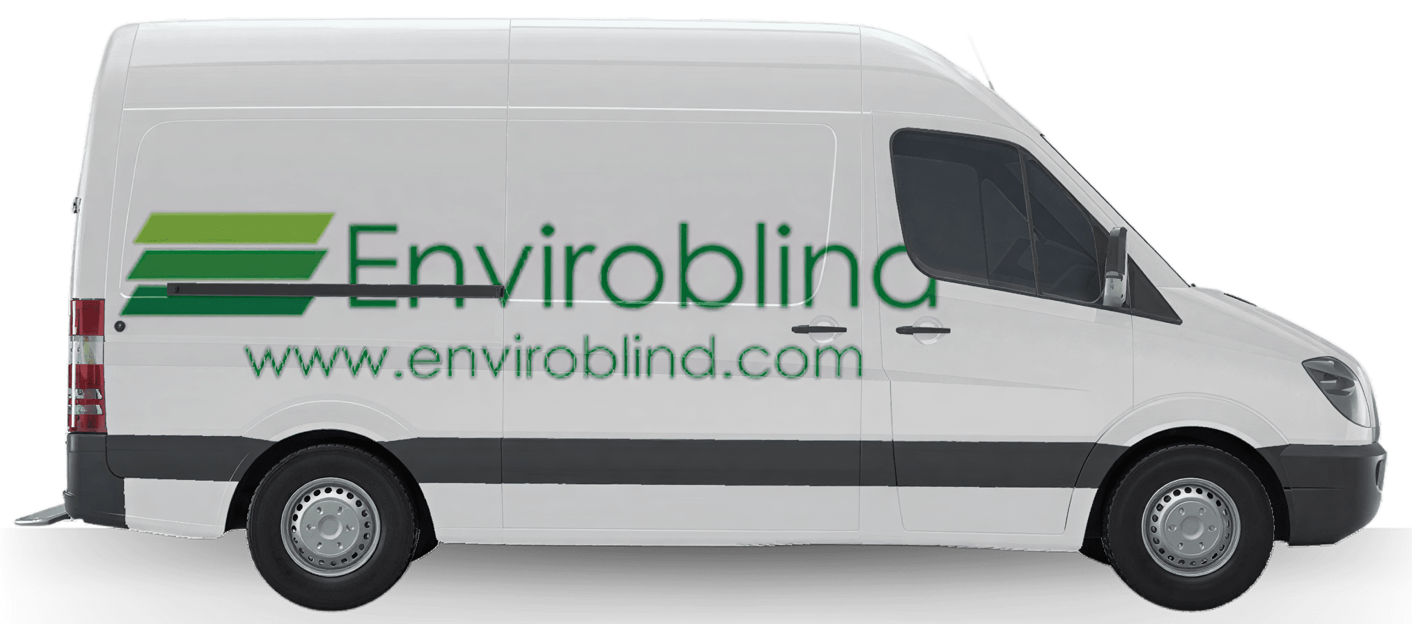 Side view of branded Enviroblind van