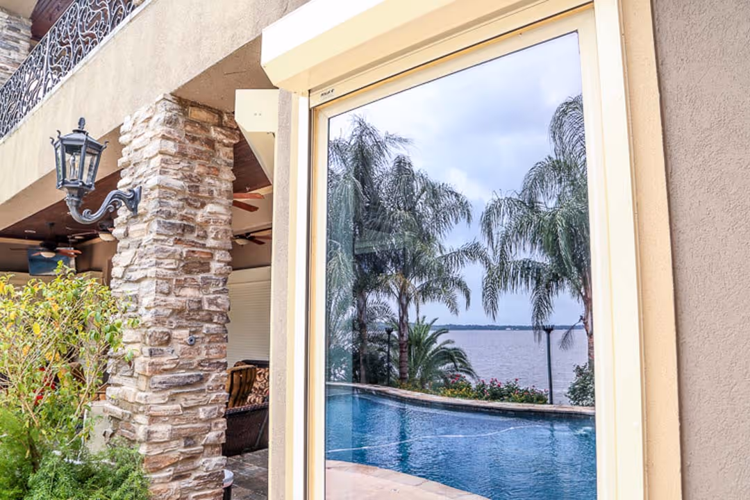 Luxurious outdoor poolside setting