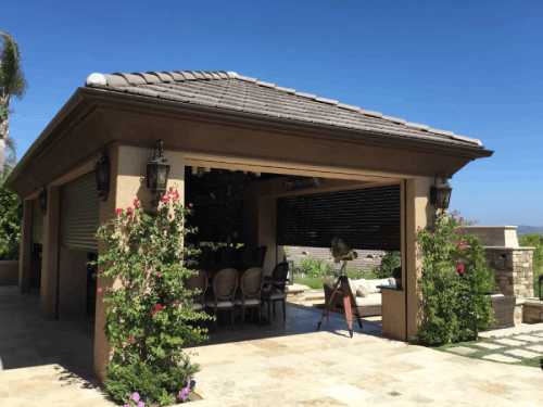 Elegant patio with stone flooring